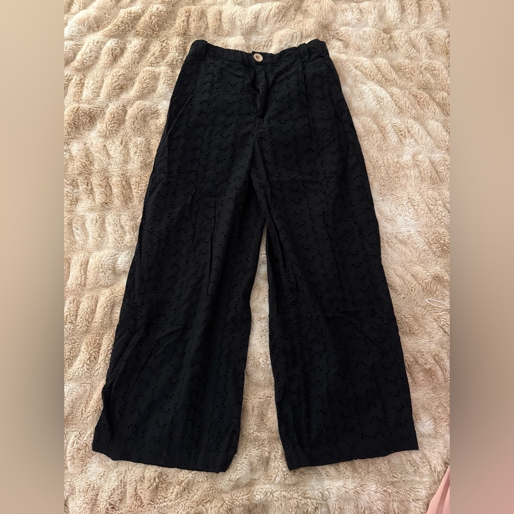 Zara Black Eyelet Trousers